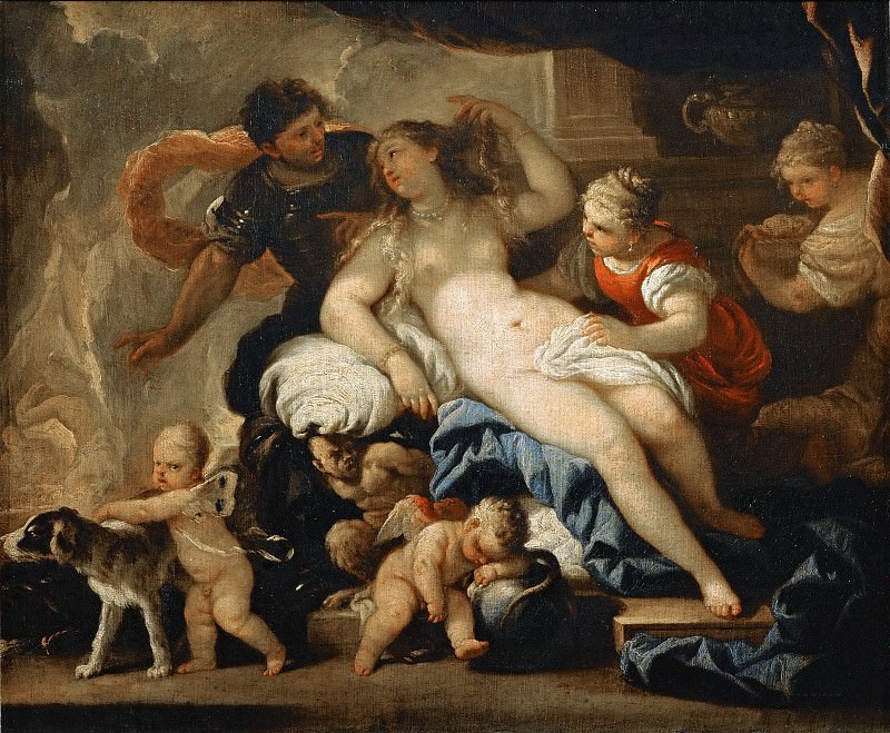 Luca Giordano -- Mars and Venus in the Forge of Vulcan. Part 3 Louvre