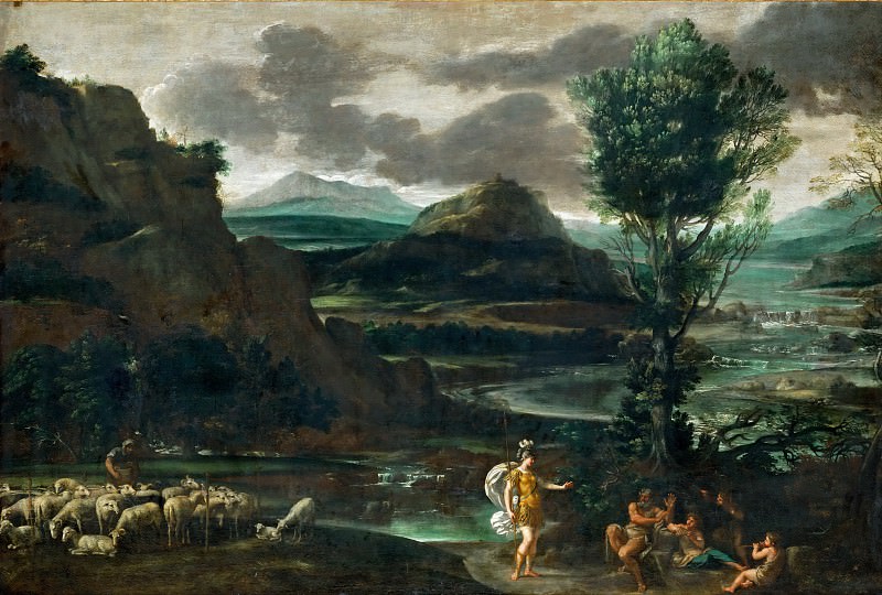 Доменикино (Доменико Дзампьери) (1581 Болонья - 1641 Неаполь) -- Пейзаж с Эрминией и пастухами. часть 3 Лувр