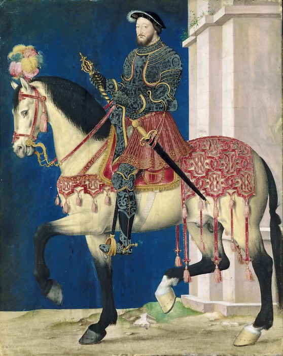 School of Jean Clouet -- Equestrian portrait of François Ier. Part 3 Louvre