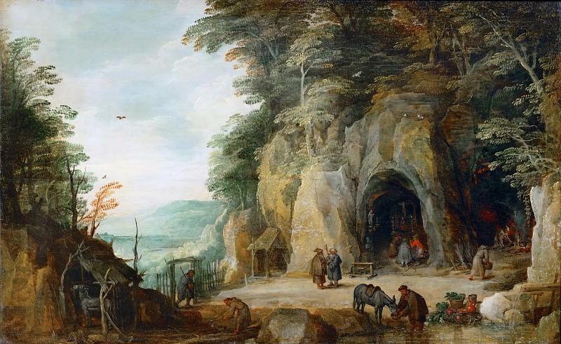 Joos de Momper the younger -- A Monk’s Hermitage in the Rocks. Part 3 Louvre