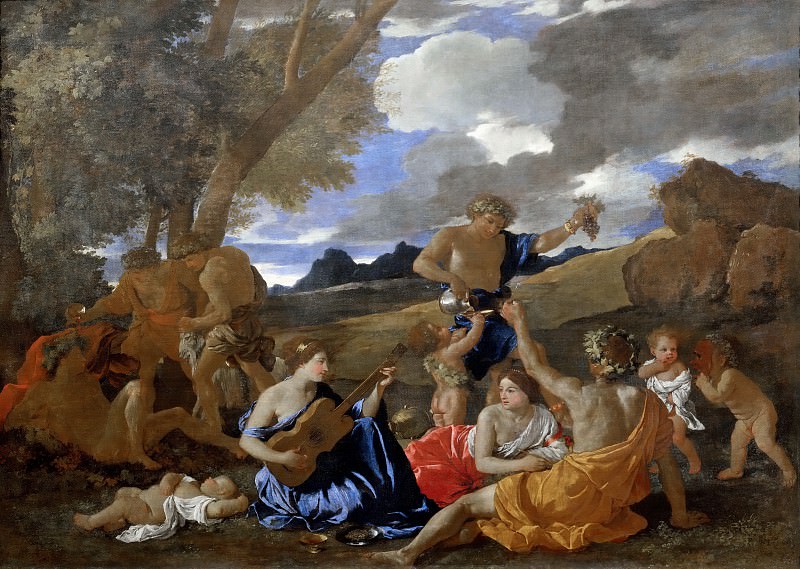 Nicolas Poussin -- Bacchanal with the Guitar Player (The Great Bacchanal). Part 3 Louvre