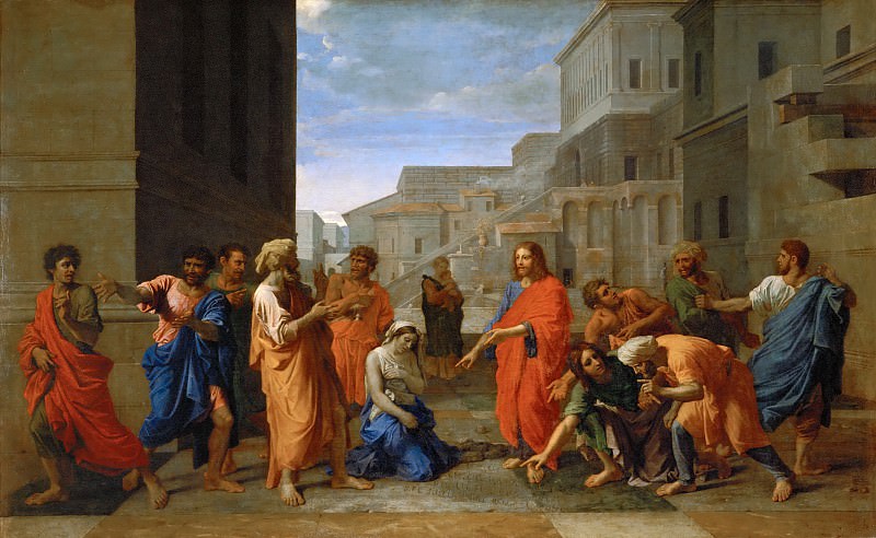 Nicolas Poussin -- Christ and the Adulteress. Part 3 Louvre