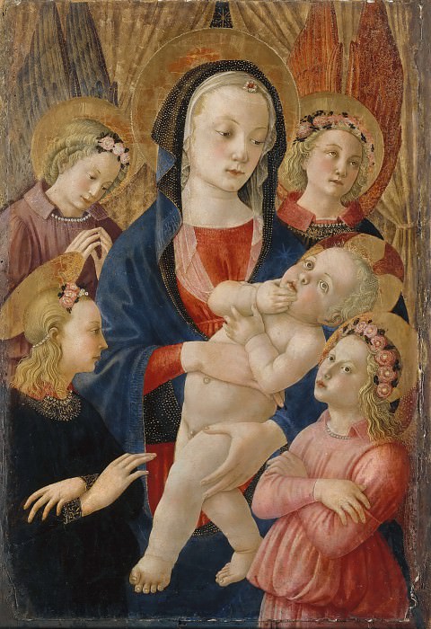 Мастер Кастелло Рождества (работал во Флоренции ок1445-75) -- Мадонна с Младенцем в окружении четырех ангелов. часть 3 Лувр