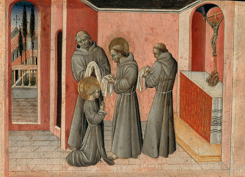Джованни ди Паоло (1398-1482) - Облачение в рясу святой Клары святым Франциском. Часть 2