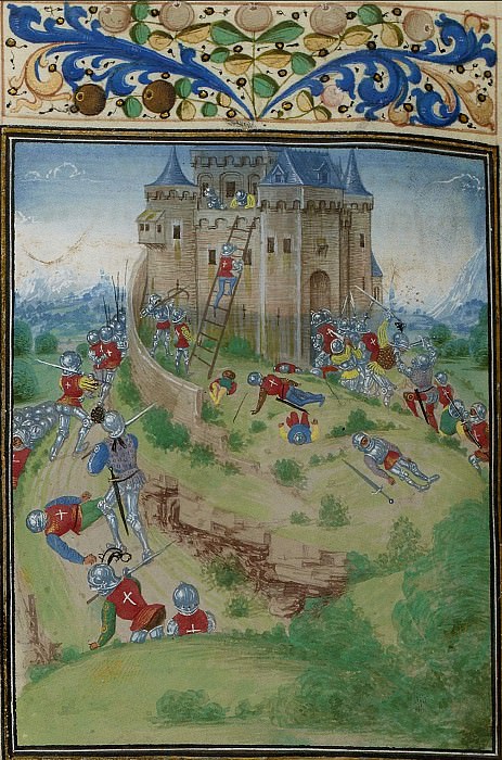 C016L Siege of Lourdes by the troops of the Duke of Anjou in 1373. Froissart’s Chronicles