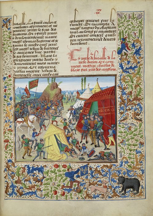 A180R The capture of Charles Blois, the Duke of Brittany, in the battle of La Roche-Dérien. Froissart’s Chronicles