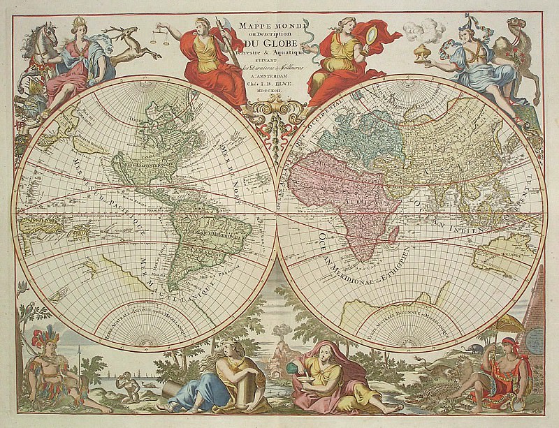 World map, 1792. Antique world maps HQ