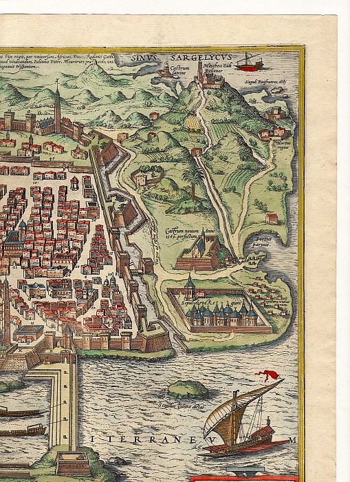 Georg Braun and Frans Hogenberg - Algiers, 1574. Antique world maps HQ