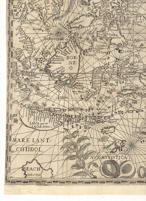 Jan van Linschoten - Spice Islands, 1598. Antique world maps HQ