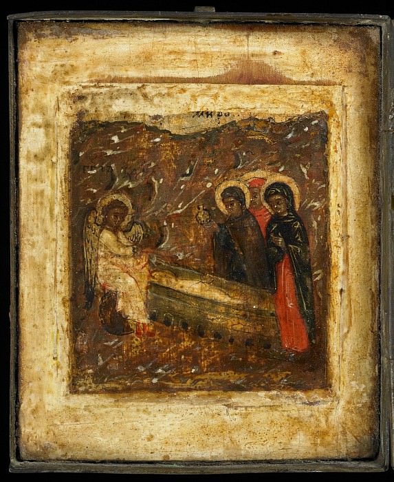 Triptych 1. Myrrhbearers at the tomb. Orthodox Icons