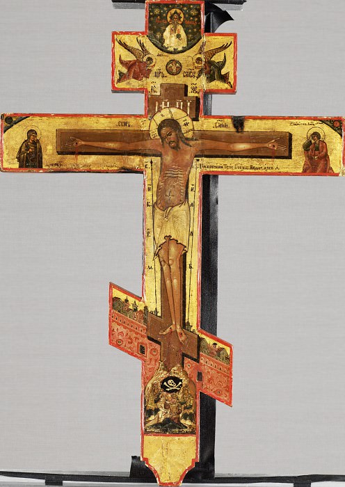 Painted cross. On the reverse side of the Passion of the Lord. Orthodox Icons