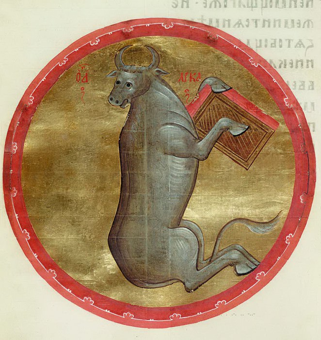 Andrei Rublev (1360s - 1430) -- Symbol of the Evangelist Luke - Taurus. Orthodox Icons