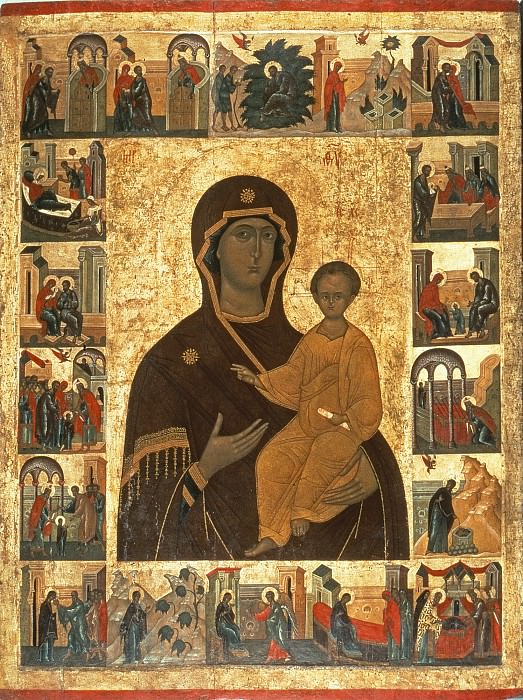 Icon of the Mother of God of Smolensk with the life of the Mother of God. Orthodox Icons