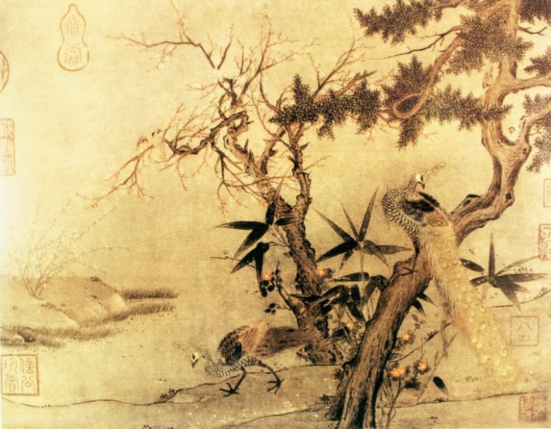 Unknown. Китайские художники средних веков (红梅孔雀图)