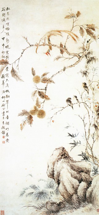 Xu Gang. Chinese artists of the Middle Ages (徐冈 - 秋晓翠羽图)