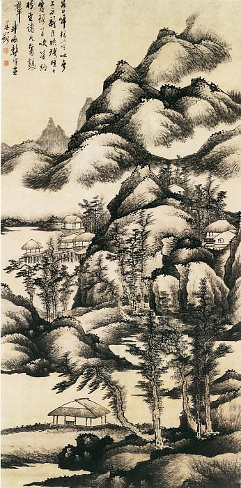 Gong Xian. Chinese artists of the Middle Ages (龚贤 - 云岭残曛图)
