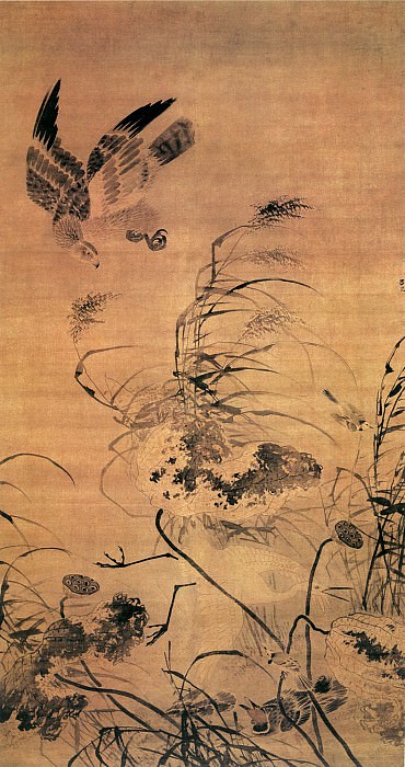 Lu Ji. Chinese artists of the Middle Ages (吕纪 - 残荷鹰鹭图)
