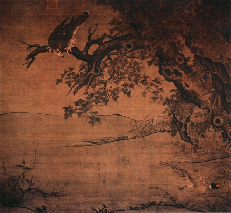 Li Di. Китайские художники средних веков (李迪 - 枫鹰雉鸡图)