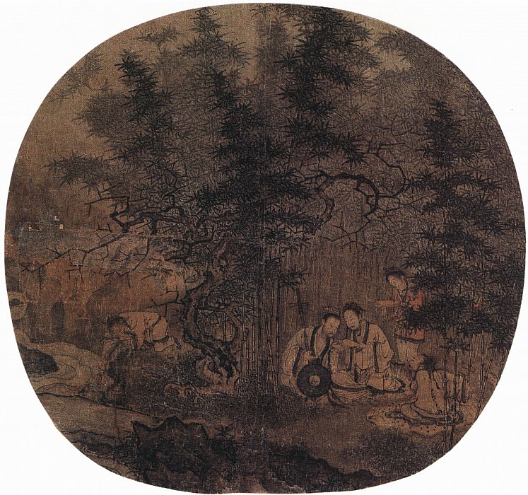 Unknown. Chinese artists of the Middle Ages (佚名 - 竹林拨阮图)