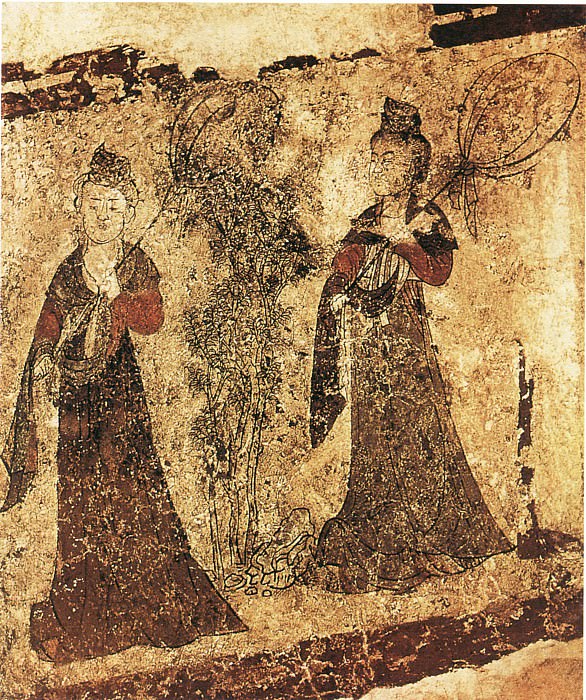 Yang Ziyang beautiful jade. Chinese artists of the Middle Ages (杨訾杨瑾 - 执扇宫女图)