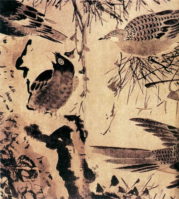 Lin Liang. Китайские художники средних веков (林良 - 灌木集禽图)