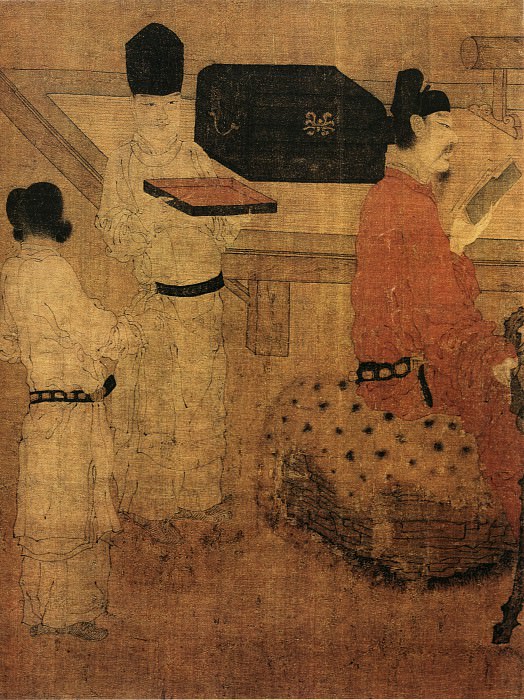 Zhou Wen Ju. Chinese artists of the Middle Ages (周文矩 - 琉璃堂人物图(部分))