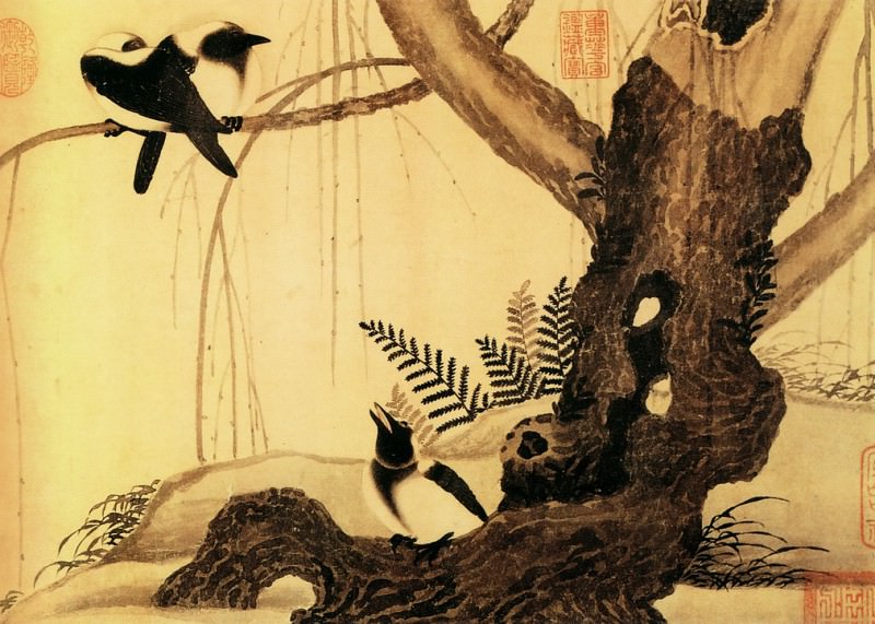 Zhao Ji. Китайские художники средних веков (赵佶 - 柳鸦芦雁图)