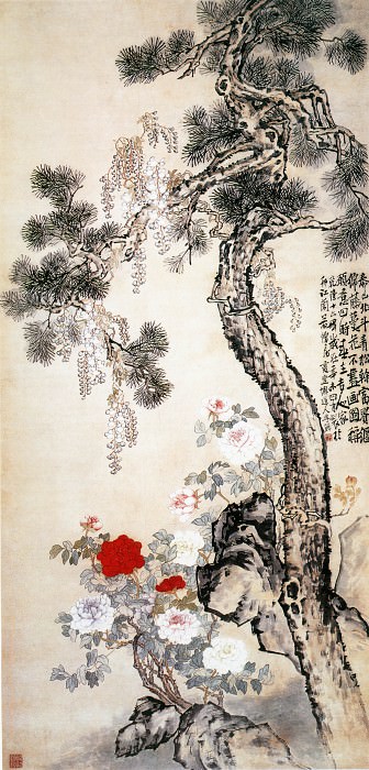 Li Chan. Chinese artists of the Middle Ages (李蝉 - 松石紫藤图)