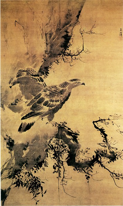 Wang Gan. Китайские художники средних веков (王乾 - 双鹰图)