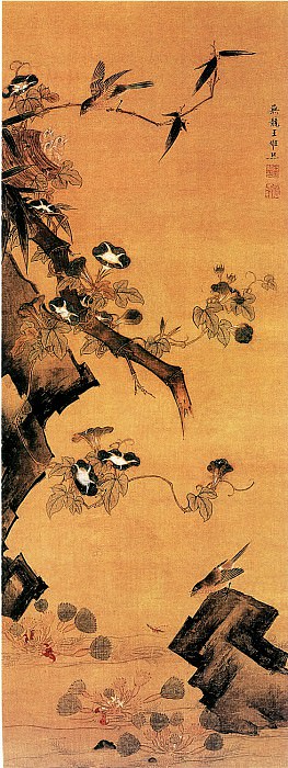 Wang Weilie. Chinese artists of the Middle Ages (王维烈 - 菱塘哺雏图)