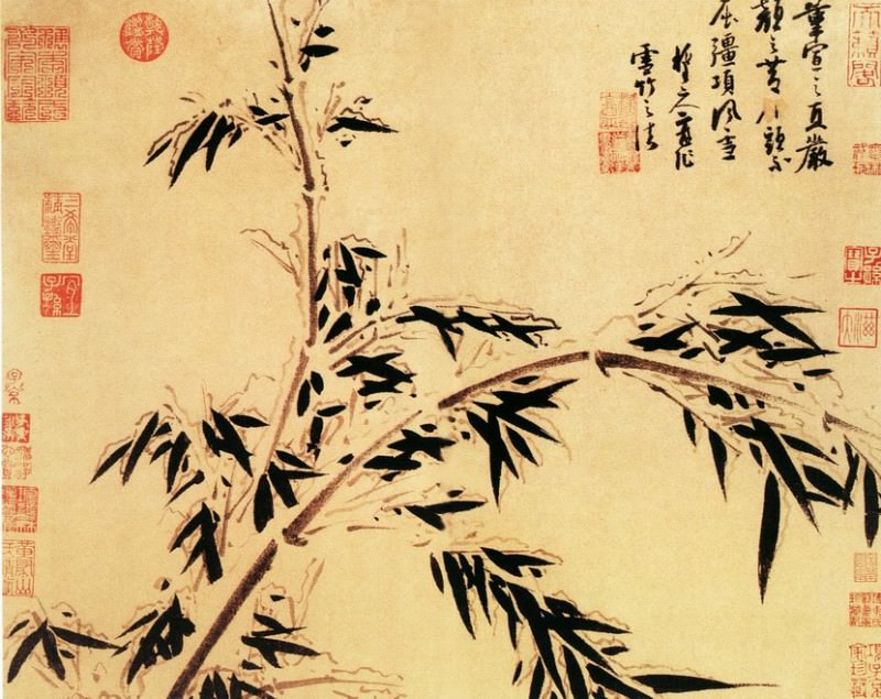 Wu Zhen. Китайские художники средних веков (吴镇 - 墨竹谱(之—、二))