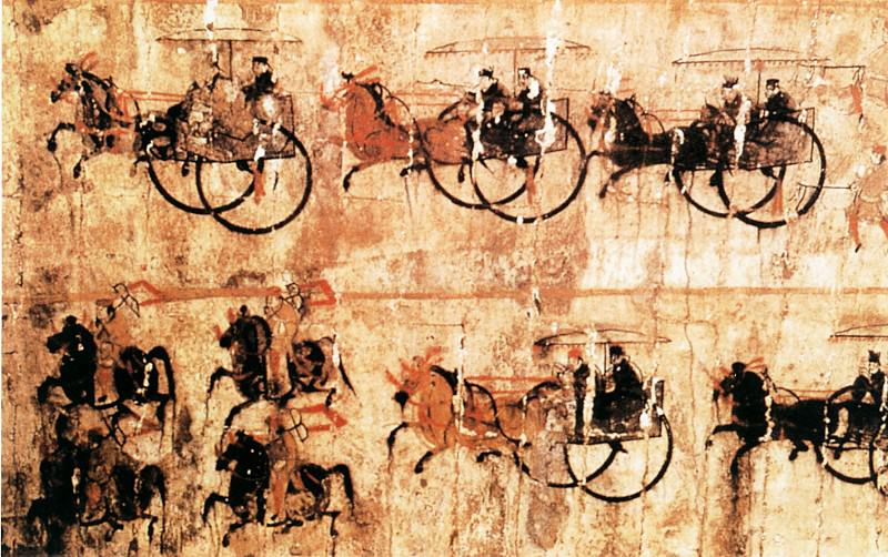Unknown. Китайские художники средних веков (佚名 - 君车出行图(部分))