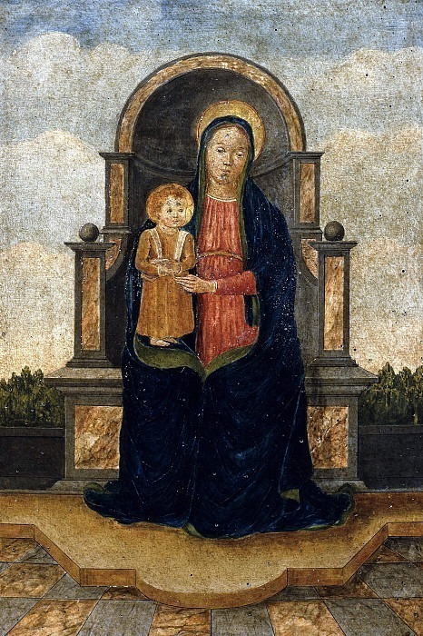 Мадонна с младенцем на троне. Неизвестные художники