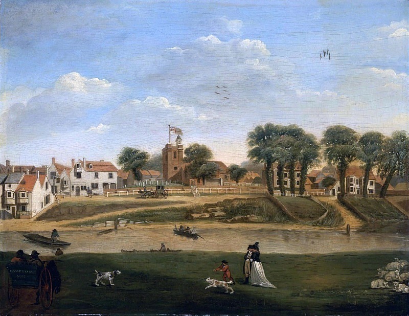 Старая приходская церковь и деревня, Хэмптон-он-Темз, Мидлсекс, 18 век. Неизвестные художники