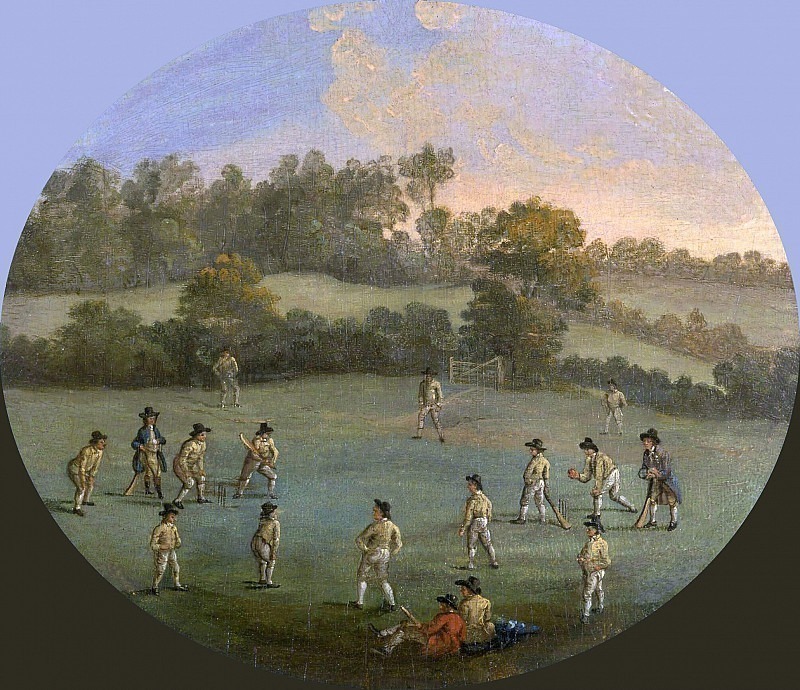 A Game of Cricket (The Royal Academy Club in Marylebone Fields, now Regent’s Park). Unknown painters