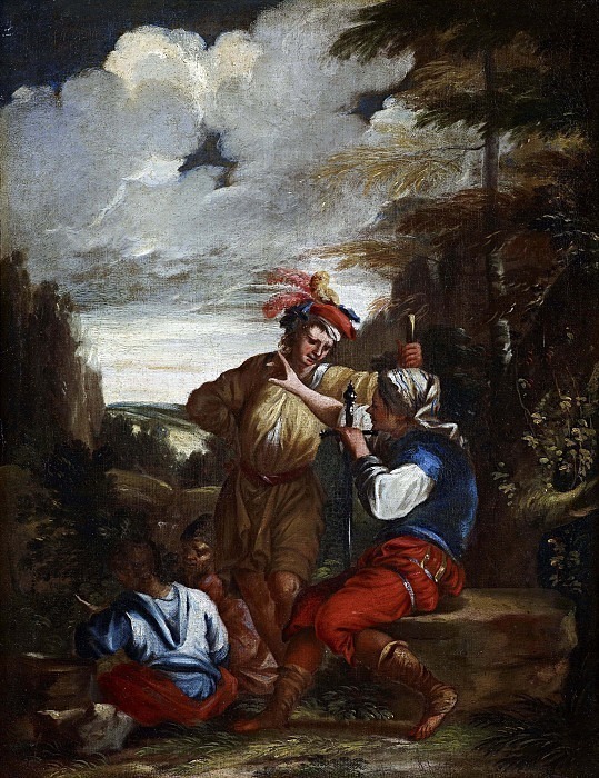 Peasants in a Landscape (copy from Salvator Rosa). Unknown painters