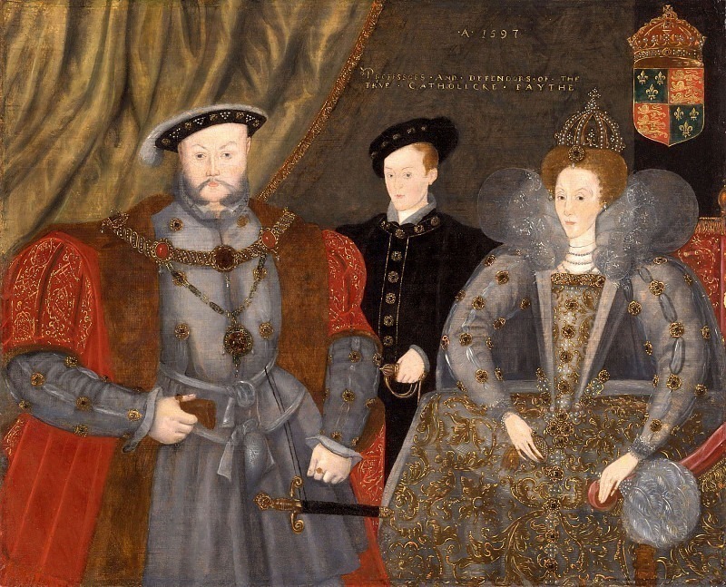 Henry VIII, Elizabeth I, and Edward VI. Unknown painters