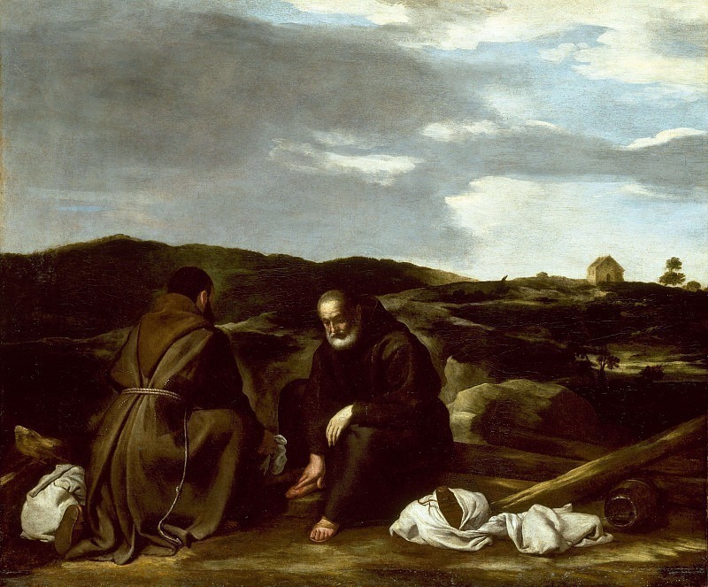 Two Monks in a Landscape. Unknown painters