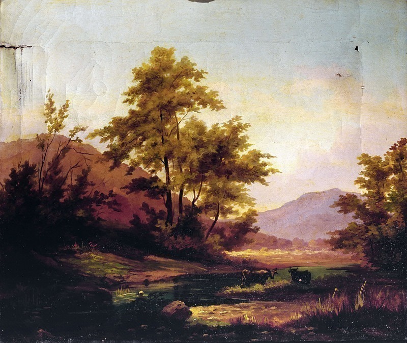 Rural landscape with herds. Unknown painters