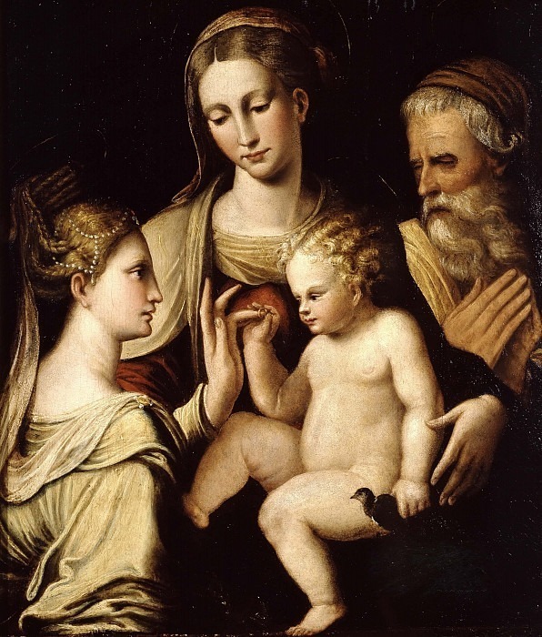 Mystical wedding of Saint Catherine of Alexandria and Saint Joseph. Unknown painters