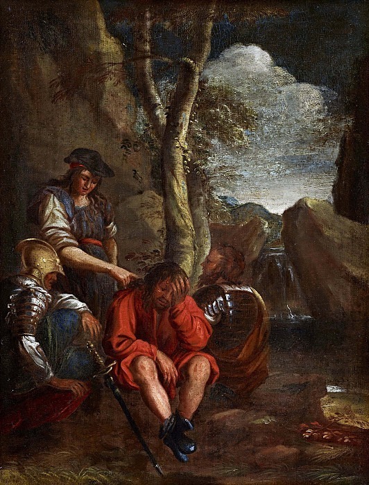 Scene with soldiers at rest (copy from Salvator Rosa). Unknown painters