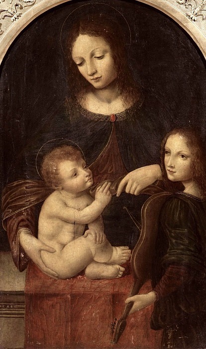 Мадонна с младенцем и ангел-музыкант. Неизвестные художники