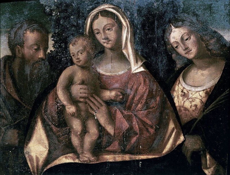 Мадонна с младенцем между апостолом Павлом и мучеником. Неизвестные художники
