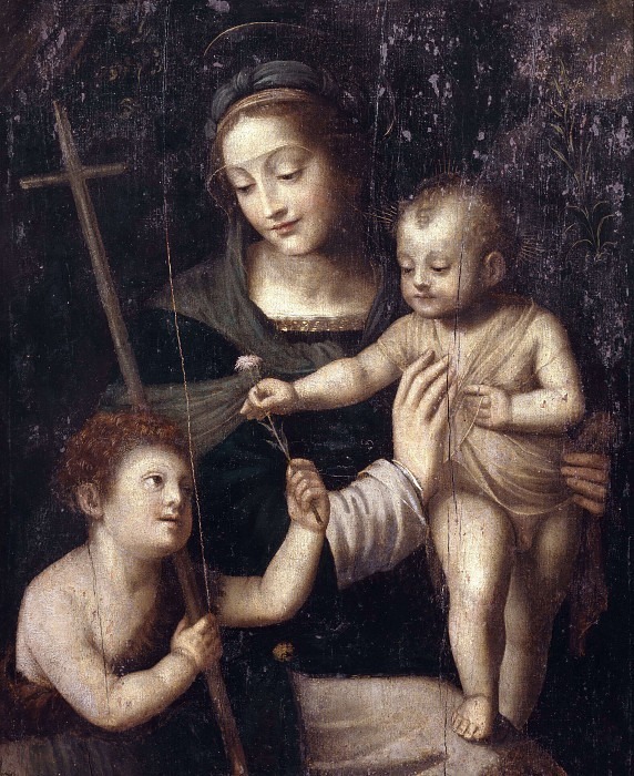 Мадонна с младенцем и святым Иоанном (копия Бернардино Луини). Неизвестные художники