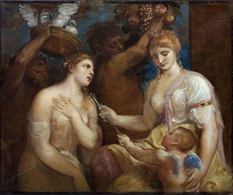 Подражатель Тициана – Аллегория Венеры и Амура. Неизвестные художники