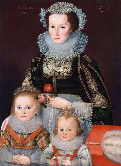 A Lady and Her Two Children. Unknown painters