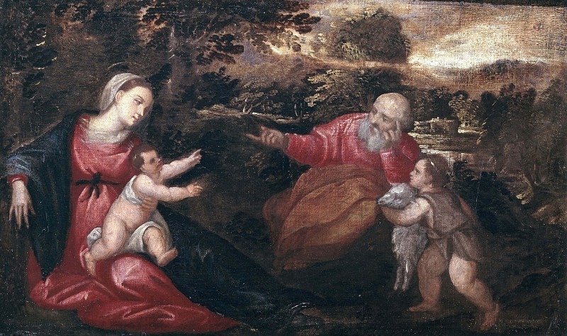 Святое семейство со святым Иоанном Крестителем в пейзаже. Неизвестные художники