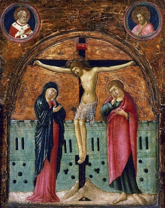 Crucified Christ with the Madonna and Saint John the Evangelist. Unknown painters