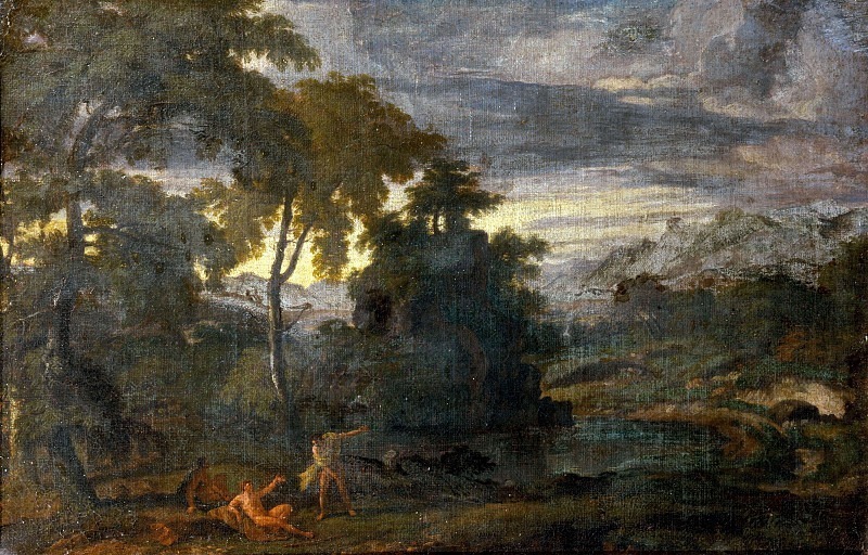 Landscape with Stream and Figures. Unknown painters