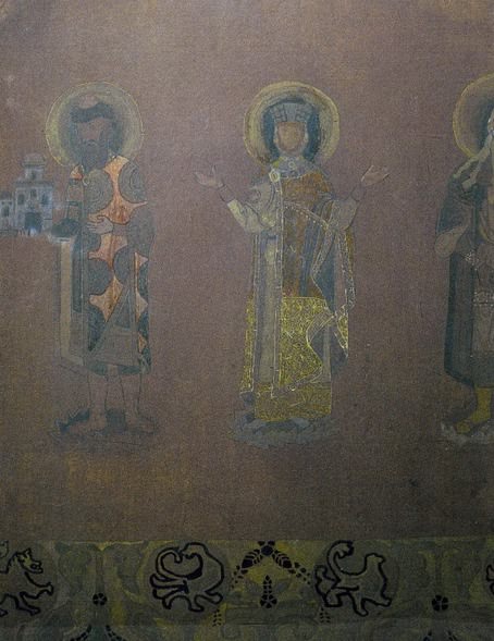 Трое святых. Эскиз росписи. Рерих Н.К. (Часть 1)